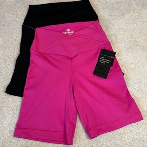 NWT 90 Degree 2 Pack High Rise Biker Shorts Black and Hot Pink Size S